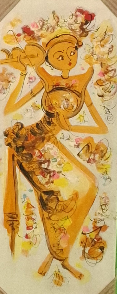 Colorful illustration of a character with decorative elements on a white background