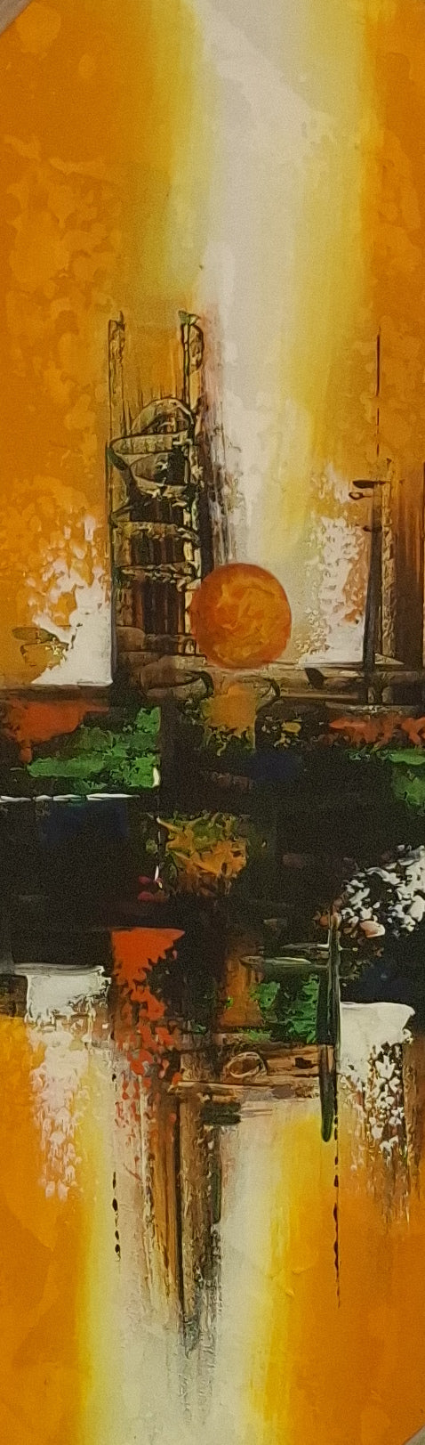 Abstract art with warm colors and geometric shapes