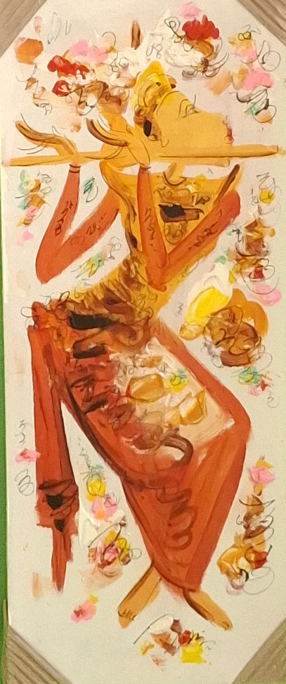 Colorful illustration of a woman with antlers and a bow, surrounded by nature elements.