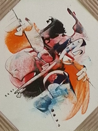 Abstract artwork with vibrant colors on a textured surface