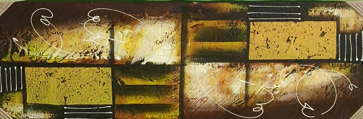 Abstract art piece with geometric shapes and contrasting colors