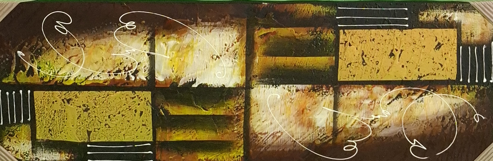 Abstract art piece with geometric shapes and contrasting colors