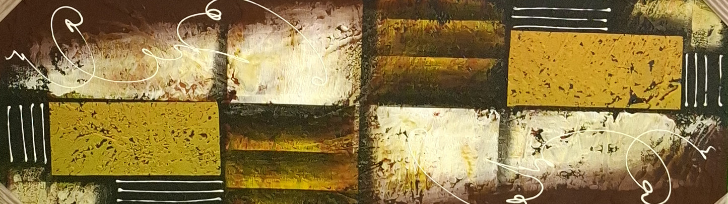 Abstract art piece with geometric shapes and contrasting colors