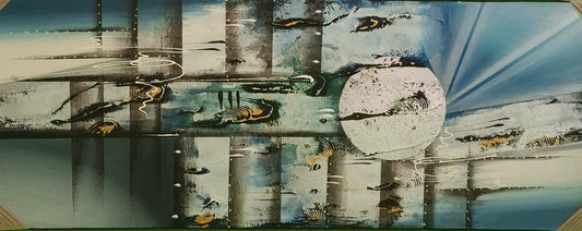 Abstract art piece with geometric shapes and patterns